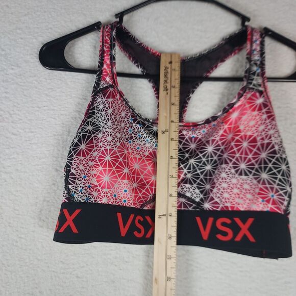 VSX Sport Victoria’s Secret Sports Bra L Red Black Geometric Print Racerback - Picture 6 of 8